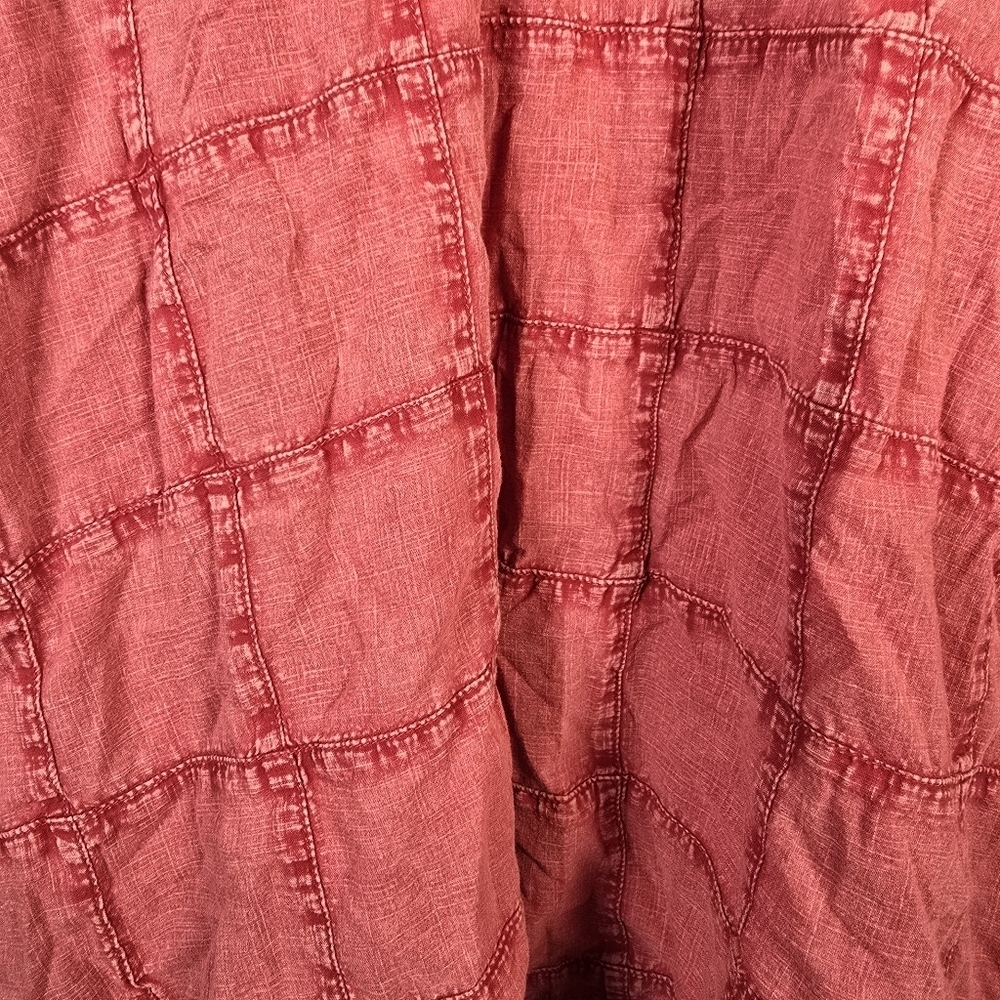 Pilcro Boho Henley Top Skater Streetwear Stretchy Distressed Faded Red Size L - Picture 12 of 14